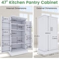thumbnail image 2 of 47” Kitchen Pantry Cabinet, White Freestanding Buffet Cupboards Sideboard with Doors & Adjustable Shelves, Kitchen Pantry Storage Cabinet for Kitchen, Living Room and Dinning Room, 2 of 8