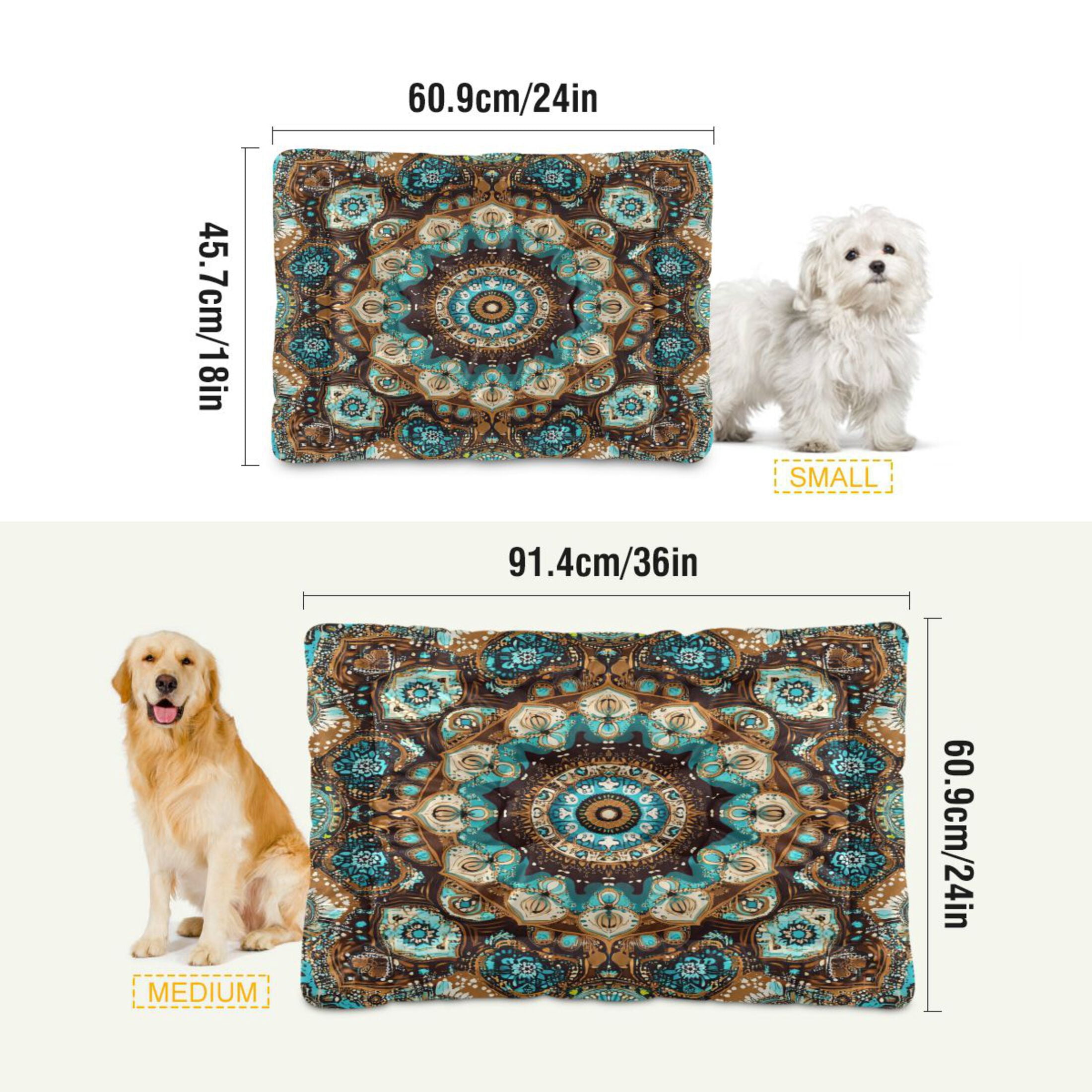 Qxltty Traditional Boho Pattern Ped Pad Wear-resistant and Hard to Bite Through Sleeping Pad for Small Medium Large Dogs Winter Pet Bed 36×24in