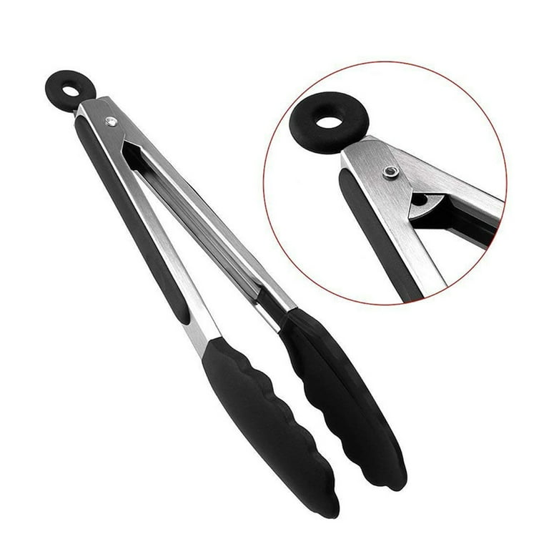 Food Tongs 9, Scalloped Silicone Tips