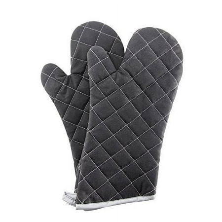 

Oven Mitts Heat Fire Resistant Oven Mitts 425 ° F Quilted Terry Cloth Cotton Soft Lining Oven Gloves Extra Long Kitchen Mittens for Cooking Baking - Black