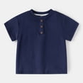 thumbnail image 2 of WUANDIXFA Toddler Short Sleeve Henley Shirt Boys Ribbed T-Shirt (Navy,2-3 Years), 2 of 5