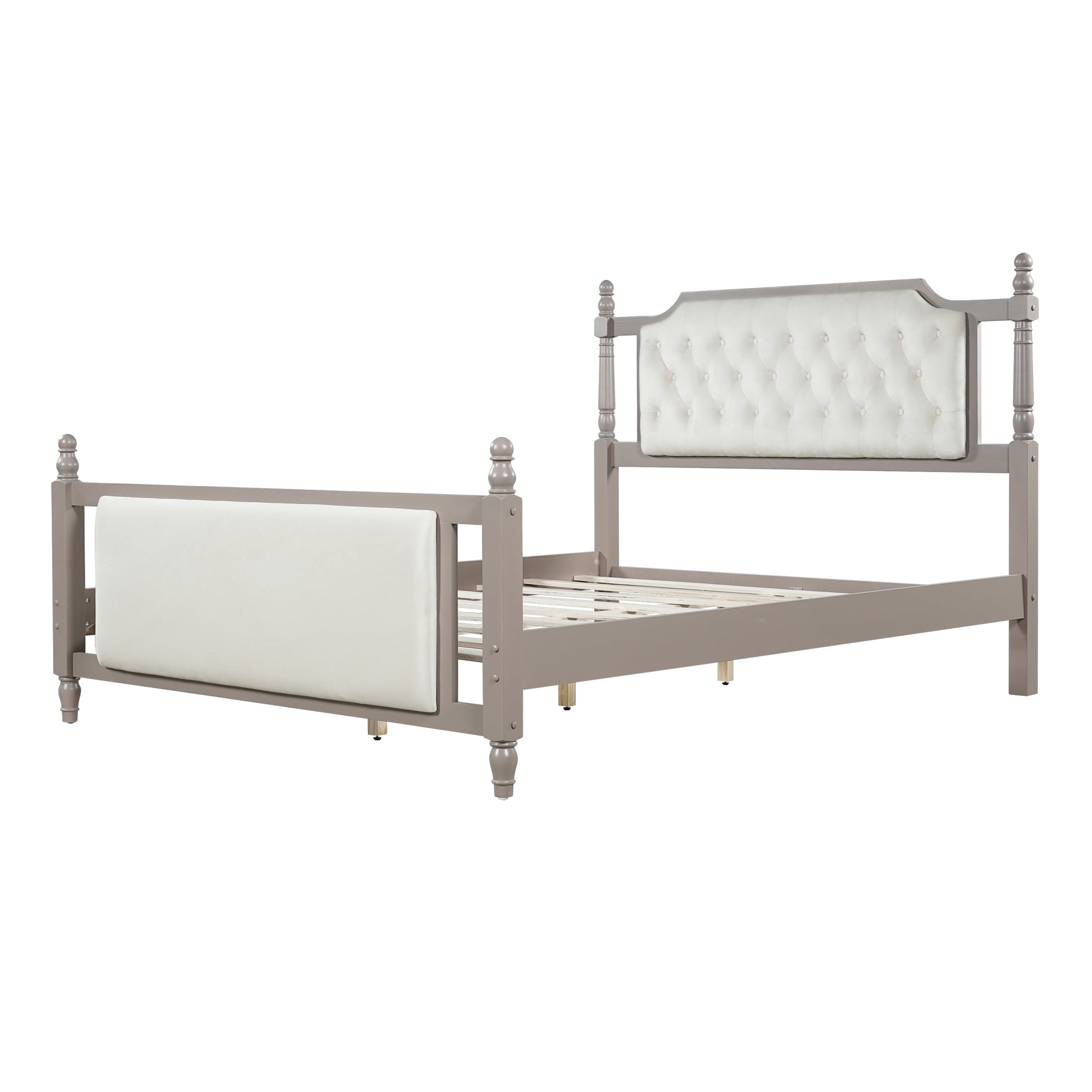 Christopher Knight Home Queen Upholstered Platform Bed, Velvet Tufted Headboard and Footboard, Taupe