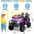 thumbnail image 5 of UniFun 24V 2 Seater Ride on Car for Kids, Electric Truck w/Remote Control, 20.28" Wide Seat, 2x200W Motor, Four-wheel Suspension, Bluetooth, MP3, 2 Seat Belts, Lights, Toys for Boys and Girls -Purple, 5 of 8
