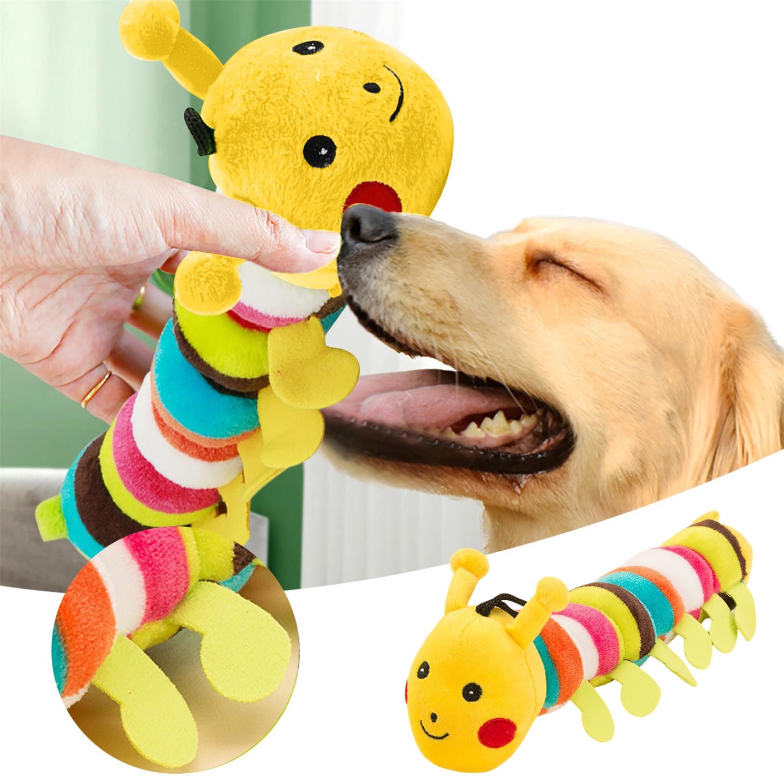 Colorful Squeaky Dog Toy Toy Long Chew Toy Yellow Toy Medium and Large Dogs for Training to Keep Fit Soft Stuffed Chew Plush Toy for Puppy Dogs Plaything,yellow,1pc