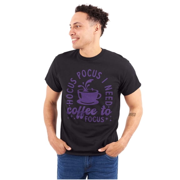 Hocus Pocus I Need Coffee to Focus Men's Graphic T Shirt Tees Brisco Brands S