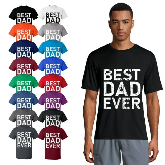 OXI T-Shirt - Best Dad Ever, Basic Casual T-Shirt for Men's and Women Fleece T-Shirt Short Sleeve - Black Small