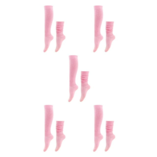 relayinert 2pack/lot Stably Fixed Slouch Socks With No Loose Thread Comfortable To Wear Polyester Polyester Made Breathable Light Pink 5Set