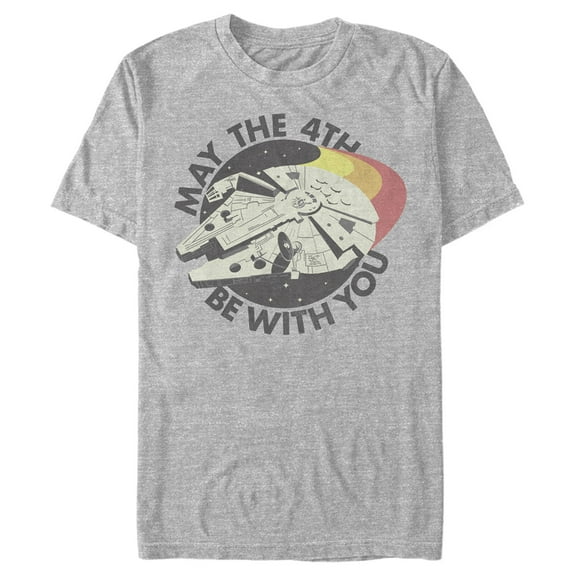 Men's Star Wars Retro Millennium Falcon May the 4th Be With You Graphic Tee Athletic Heather Small