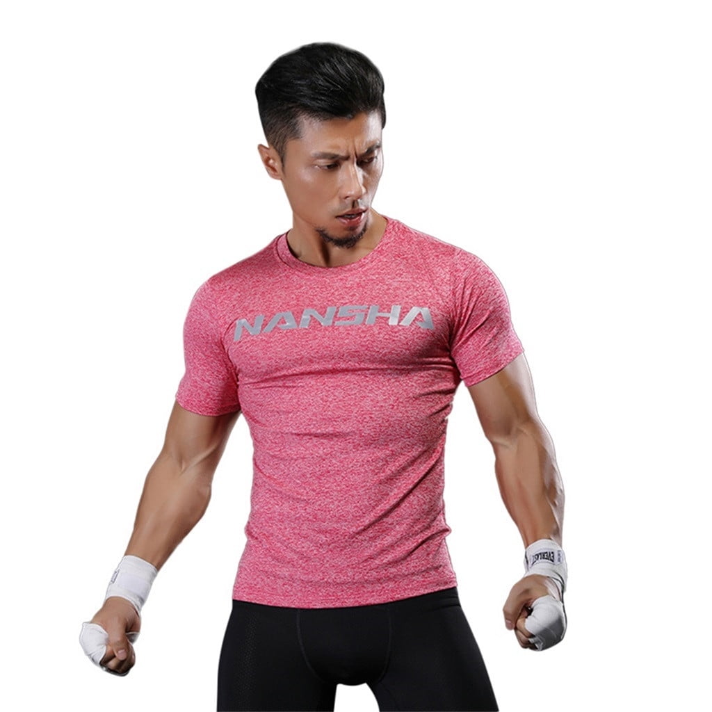 Men/'s Compression Tops Athletic Running Training Gym T-shirts Dri fit Base Layer