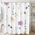 thumbnail image 6 of 1pc Modern Watercolor Floral Shower Curtain Set with Hooks - Waterproof and Minimalist Design for Bathroom Totoro bathroom, 6 of 14