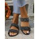 thumbnail image 4 of Women Rhinestone Decor Double Strap Flat Sandals, Brown Slide Sandals, 4 of 4
