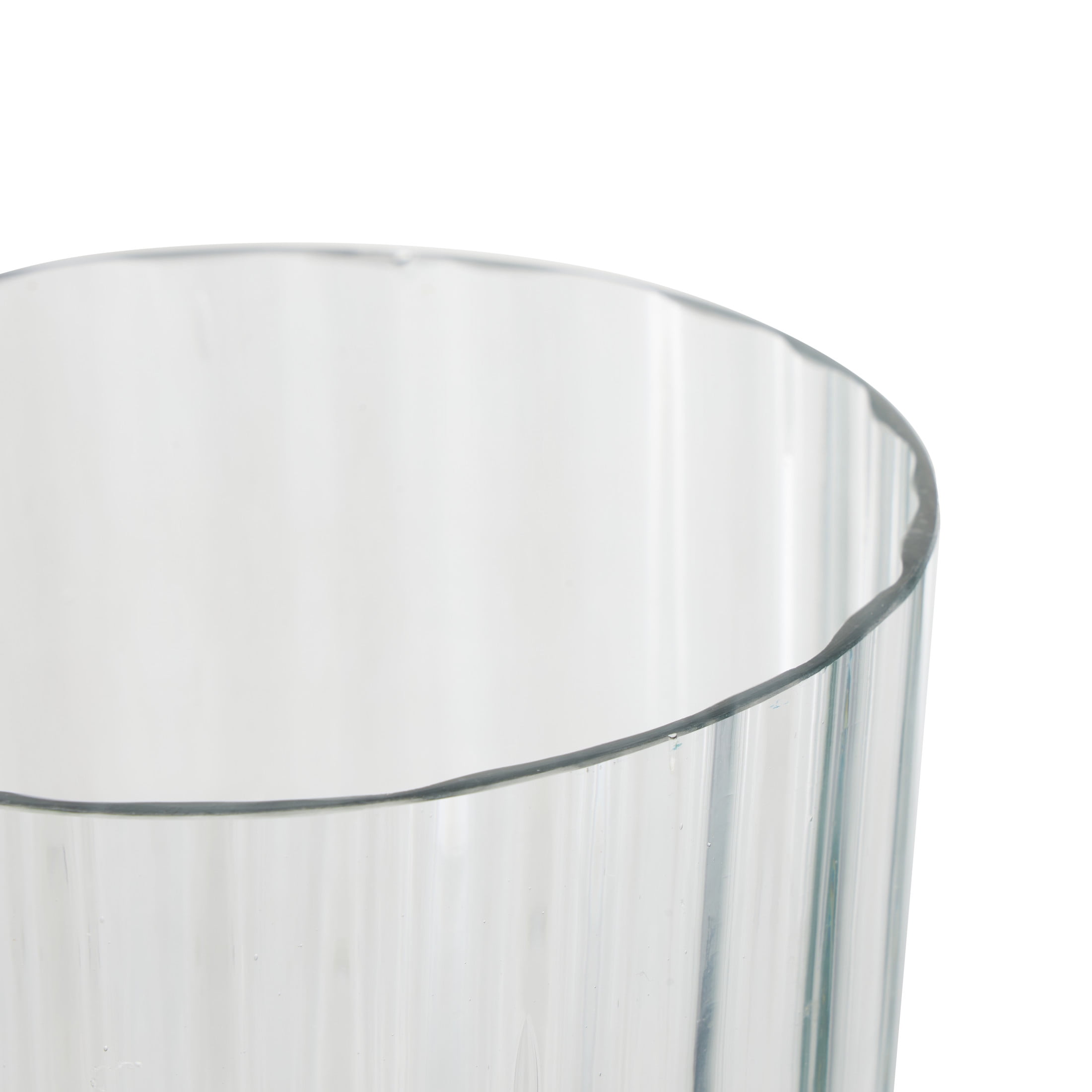 DecMode Glass Ribbed Fluted Candle Holder with Elevated Base