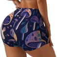 thumbnail image 2 of Sigee Floral Hippie Mushrooms Print Women's High Waist Workout Shorts - Squat Proof, Tummy Control, Yoga and Gym Activewear-Small, 2 of 9