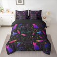 thumbnail image 2 of Manfei Lovely Cat Kitten 7pcs Bedding Comforter Set,Purple Feather Pattern Queen Bedding Sets,Cartoon Stars Print Queen Sheet Sets For Boys Girls,Luxury Bedroom Decor Reversible, 2 of 8