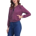 thumbnail image 4 of CHAQUETA DE MUJER INSPIRE CHIC de ante sintético, abrigo corto, con cuello de pie, cierre de cremallera, chaquetas de moto bomber XL color púrpura oscuro, 4 of 6
