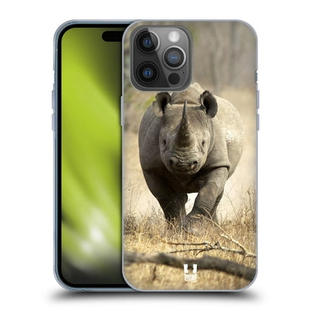 Head Case Designs Wildlife Running Black Rhino Soft Gel Case Compatible with Apple iPhone 14 Pro Max