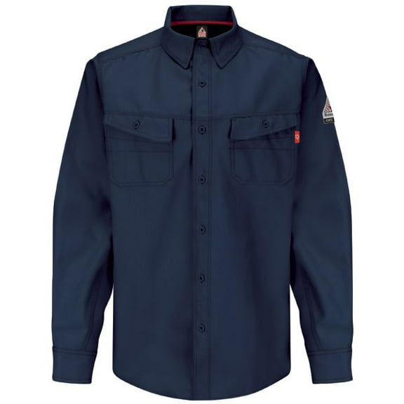 Bulwark QS40NV-LN-XL iQ Series Endurance Collection Mens FR Work Shirt, Navy - Extra Large - Long