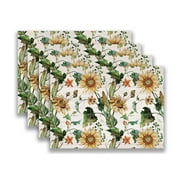 MHF Home Autumn Sunflower Vine Dining Table Protective Easy Clean Placemats Set of 4