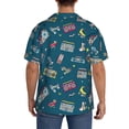 thumbnail image 3 of Pofeuu Vintage Tape Players And Skates Print Mens Casual Short Sleeve Shirts Beach Summer Spread Collar Pocket Tops Men's Casual Short-sleeved Shirt-3X-Large, 3 of 5