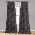 thumbnail image 5 of Ambesonne Lotus Curtains, Concept of Flowers of Asia, Pair of 28"x95", Dark Coral Slate Blue, 5 of 5