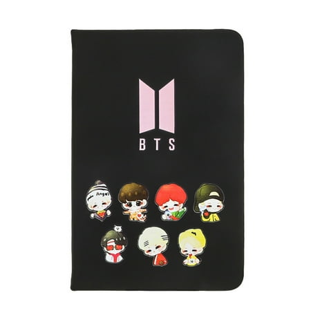 Notebook,PU Elastic Bandage Bangtan Boys Cartoon Name Notebook Note Pad