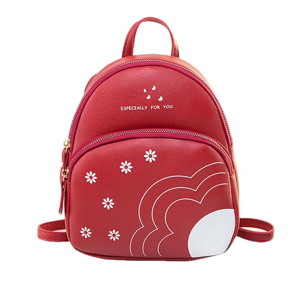 Mini Mochila Para Mujer, Moda Informal Con Estampado De Flores, Paquete De Cuero Pu, Bolsa De Teléfono De Color Sólido Para Acampar Al Aire Libre, Viajes, Compras Eigraketly AP006181-04