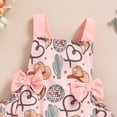 thumbnail image 6 of ZEHJUHAN Baby Girls' Ruffle Sleeveless Halter Romper + Headband Set, Bow Print Summer Outfit with Snap Closure Pink1，0-6M, 6 of 9