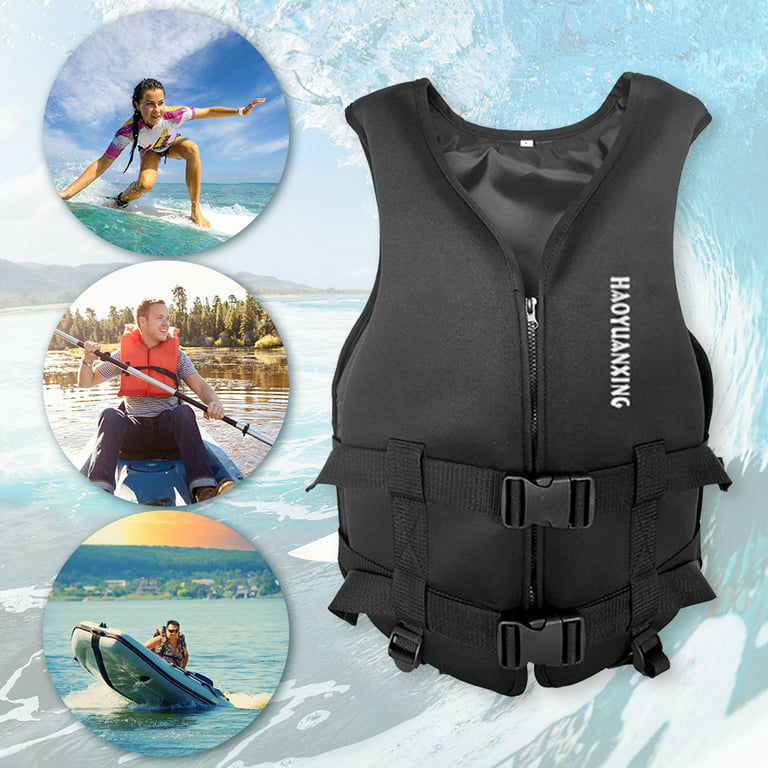 Neoprene Life Jacket adult Fishing Surfing Drifting Safety Life Vest (xl), Size: As Shown, Black
