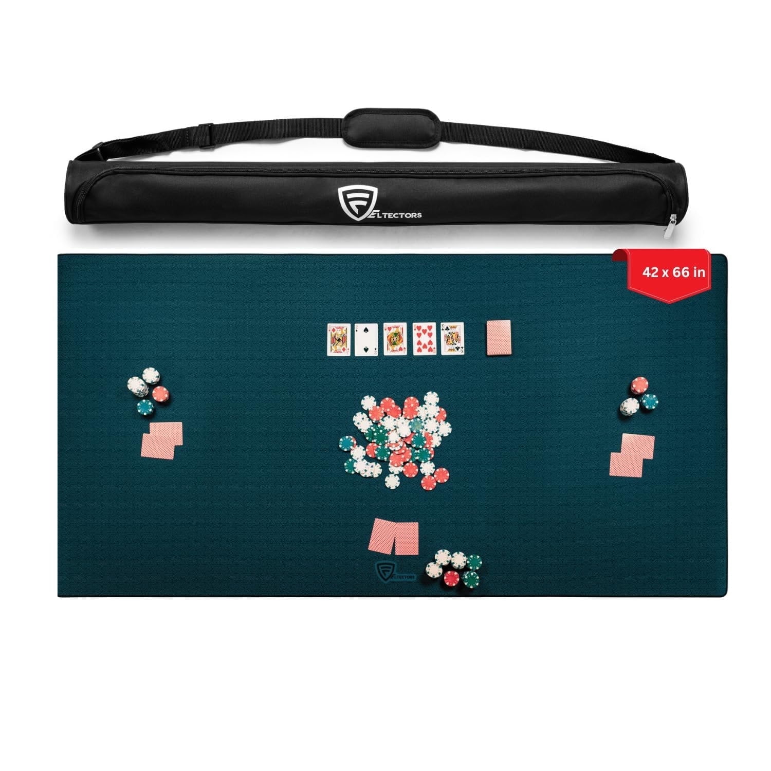 Feltectors 5 mm Board Game Mat, Mahjong Mat with Carrying Bag 42 x 66 Inches Green