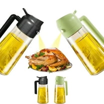 Olive Oil Sprayer Mister for Cooking,2 in 1 Olive Oil Dispenser Bottle for Kitchen,17oz Oil Sprayer for Cooking,Premium Glass Oil Mister Bottle for Air Fryer,Barbecue,Salad,Frying,BBQ (Green)
