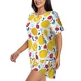 thumbnail image 2 of Naloa Strawberry Lemon Women's Short-Sleeved Pajama Set, Loungewear, Summer pajamas, Breathable Cozy - 3X-Large, 2 of 9