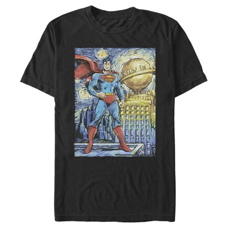 Men's Superman Daily Planet Starry Night Graphic Tee Black X Large