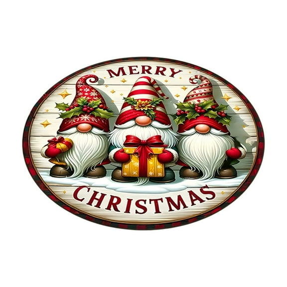 HHBEAUTY Christmas Gnome Round Area Rug Soft Non Slid 15.75in Cute Gnome Circular Carpet Floor Mat for Living Room Bedroom Dining Home Seasonal Holiday Decor Washable