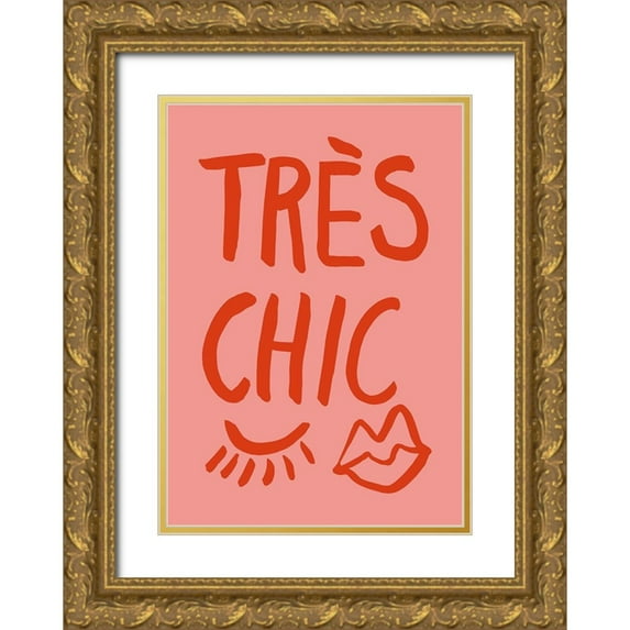 Artographie Studio 24x32 Gold Ornate Wood Framed with Double Matting Museum Art Print Titled - TrAus Chic Pink
