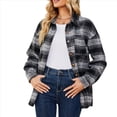 thumbnail image 3 of Abrigo de Lana Holgado con Bolsillos y Larga para Mujer, Estilo Casual de Otoño, A Cuadros Negro L, 3 of 10