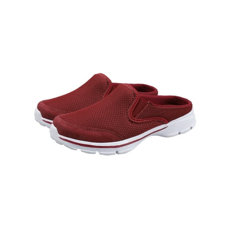 

Wazshop Women Casual Shoes Comfort House Shoe Slip On Slippers Mesh Closed Toe Mules Womens Slides Cozy Lightweight Red 9