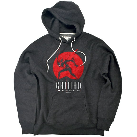 Batman Beyond Perched Unisex Adult Slim Fit Pull-Over Heather Hoodie, Charcoal, Small