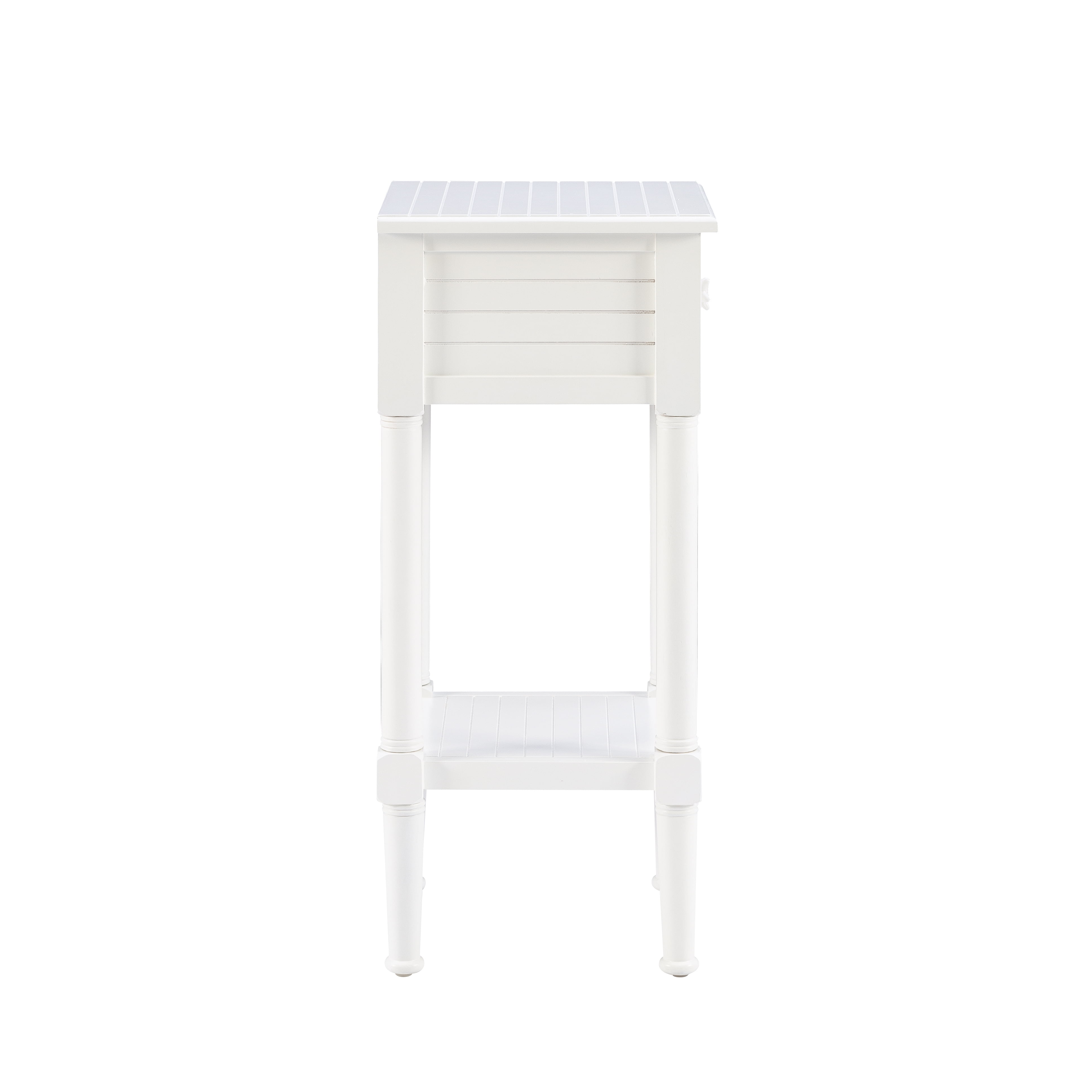 Linon Athalee Single Drawer Indoor Accent Side Table with Shelf, 29.5" Tall, White