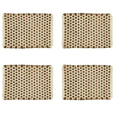 

Fennco Styles Woven Design Cotton Placemats 14 W X 20 L Set of 4 – Brown Striped Table Cover for Home Décor Dining Table Banquets Everyday Use and Special Events