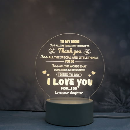 

Daughter Son for Mom Mothers Day Gifts - Acrylic Engraved Night Light - Birthday Mother s Day Thanksgiving Day Christmas Gift