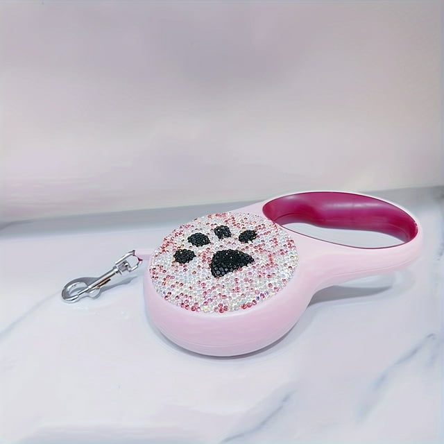 Diamond Handheld Retractable Dog Leash – 196.85in Long, Durable Extendable Leash for Small to Medium Dogs, Comfortable Grip, Safe and Tangle-Free Design, Stylish Walking Accessory
