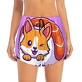 thumbnail image 2 of Vsdgher Corgi In Sushi Roll Print Women's Running Double Layer Shorts High Waisted with Pockets Elastic Yoga Workout Athletic Gym Sports, 2 of 8