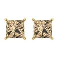 thumbnail image 3 of 2 Ct Princess Cut Studs Yellow Moissanite 14K Yellow Solid Solid Gold Everyday Dainty Earrings Screw Back, 3 of 7