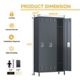 thumbnail image 3 of SUPEER  Metal Storage Locker Cabinet for School Office Gym Bedroom, 3 Doors Metal File Cabinet Storage Chests for Employees, Industrial Storage Locker with 6 Shelves, Assembly Required (Dark Gray), 3 of 7