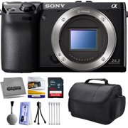 Sony NEX-7 NEX7 NEX7/B Compact 24.3 MP Mirrorless Interchangeable Lens Camera - (Body Only) with 64GB Class 10 SDHC Memory Card, Hard Shell Carrying Case, Cleaning Kit