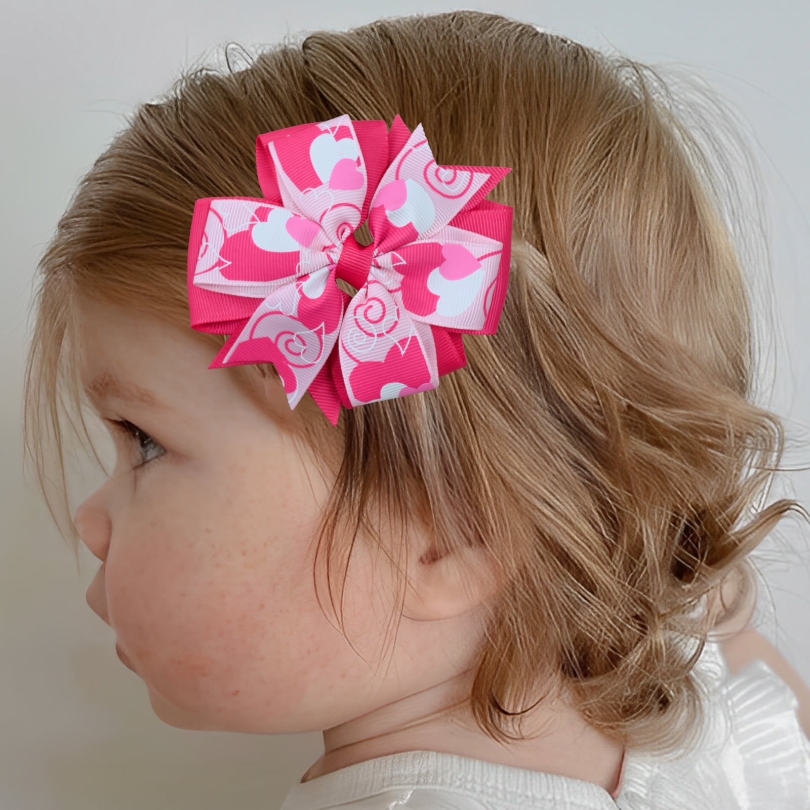 JoyBowie 18Pcs 4 Inch Valentine's Day Heart Print Cheer Bows with Alligator Clips for Girls Teens