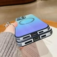 thumbnail image 5 of Case for iPhone 13 Pro Max Compatible with MagSafe Gradient Cover Camera Lens Protection Slim Shockproof Soft TPU Bumper Glass Back Phone Case for Women Men-Blue, 5 of 11