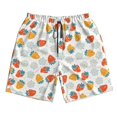 thumbnail image 3 of Uemuo Floral Strawberr Pattern Men's Swim Trunks Hawaiian Beach Bathing Suit Swimsuits Beach Quick-Dry Shorts with Pockets-Large, 3 of 9