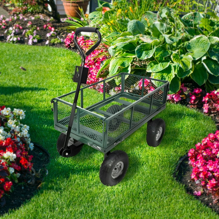 Green Thumb Large Rolling 70108 4 Wheel Mesh Garden Cart With