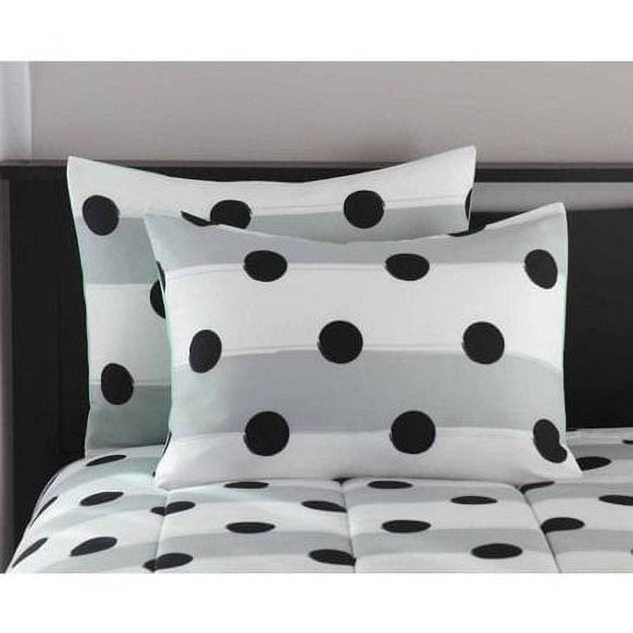Your Zone Grey Stripe Dot Bed in a Bag Bedding Comforter Set